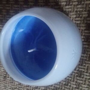 English Pear & Freesia Scented Handmade Candle  Blown Glass Polish Holder